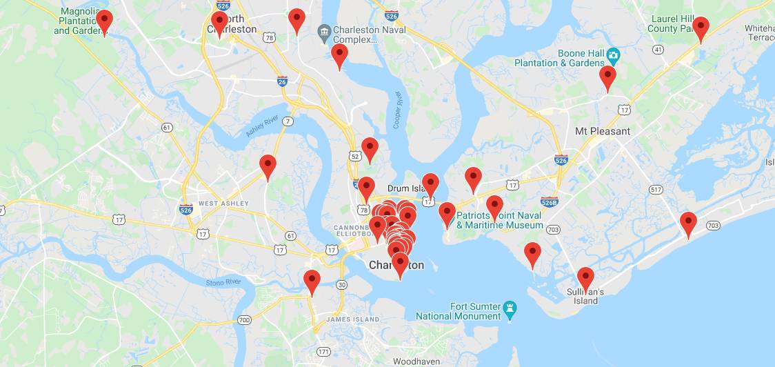 charleston tour attraction map